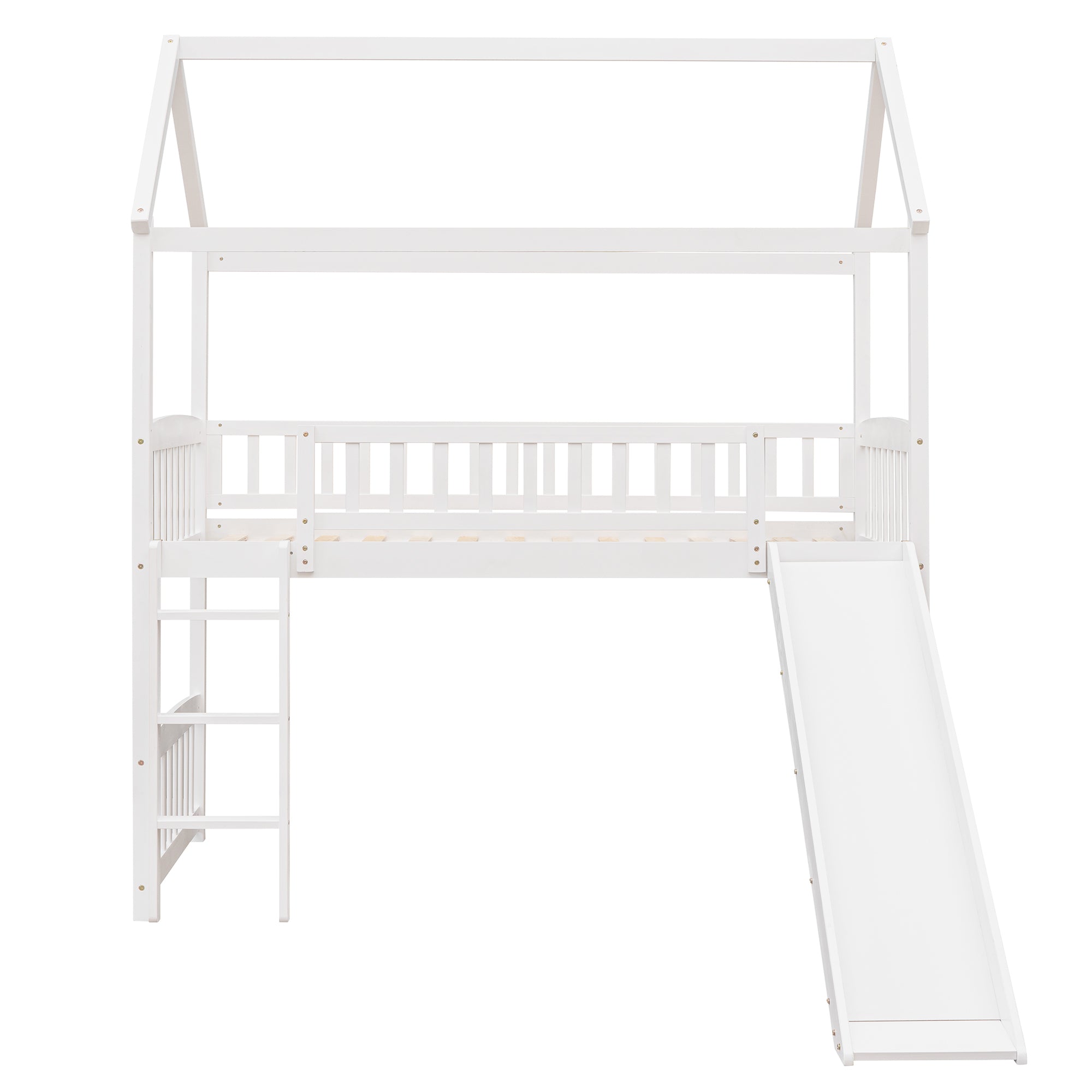 Twin Loft Bed with Slide, House Bed with Slide,White(OLD SKU :LT000212AAK)