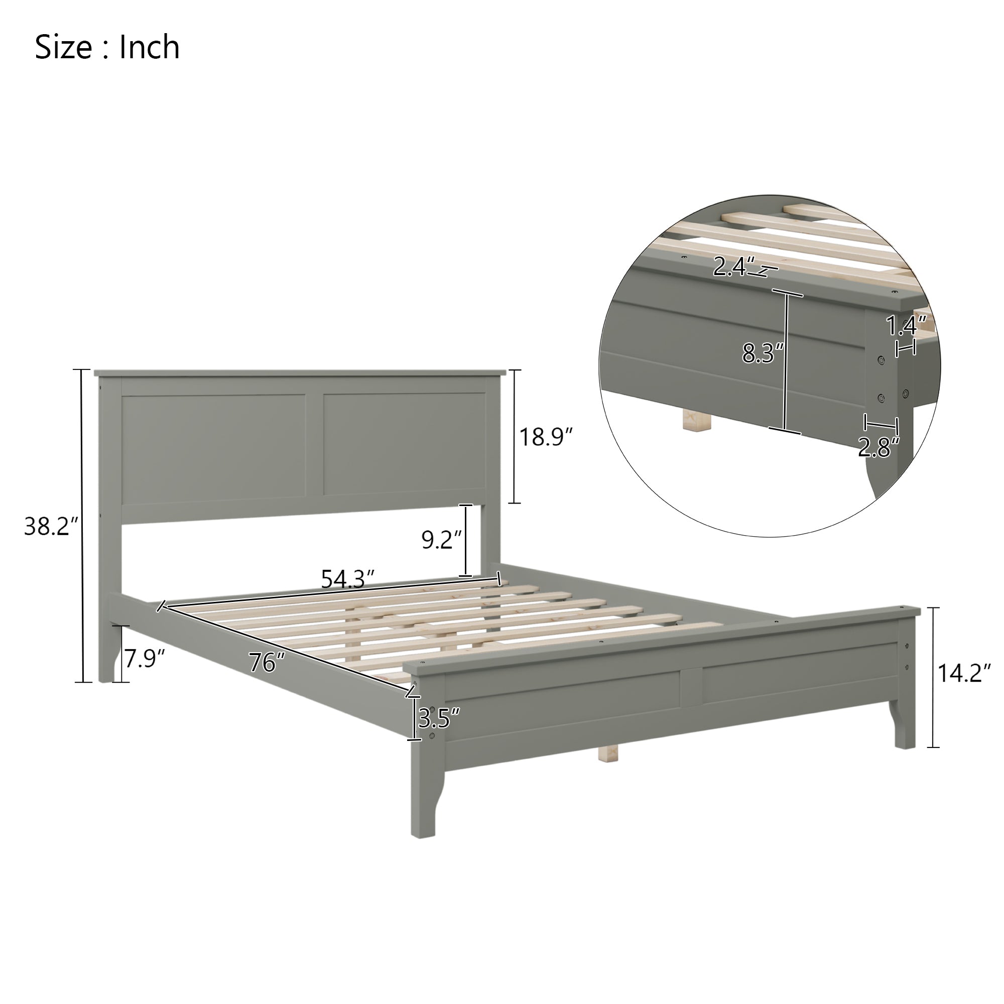 Modern Gray Solid Wood Full Platform Bed - Atlantic Fine Furniture Melbourne FL