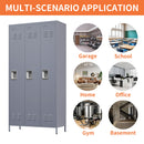 3 Door Lockers With Lock For Home, Gym, Office, School, And Garage - Gray