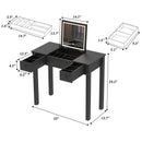Vanity Table With LED Lights, Flip-Top Mirror And 2 Drawers, Jewelry Storage