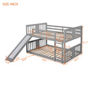 Full Over Full Bunk Bed With Ladder With Slide - Gray
