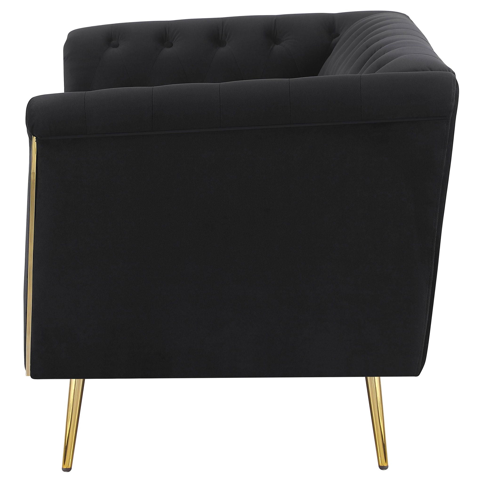 Holly Upholstered Tuxedo Arm Tufted Loveseat Black