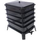 Eco Friendly 5 Layer Worm Compost Bin With 50L Capacity, Easy Setup Plastic Worm Farm Kit - Black
