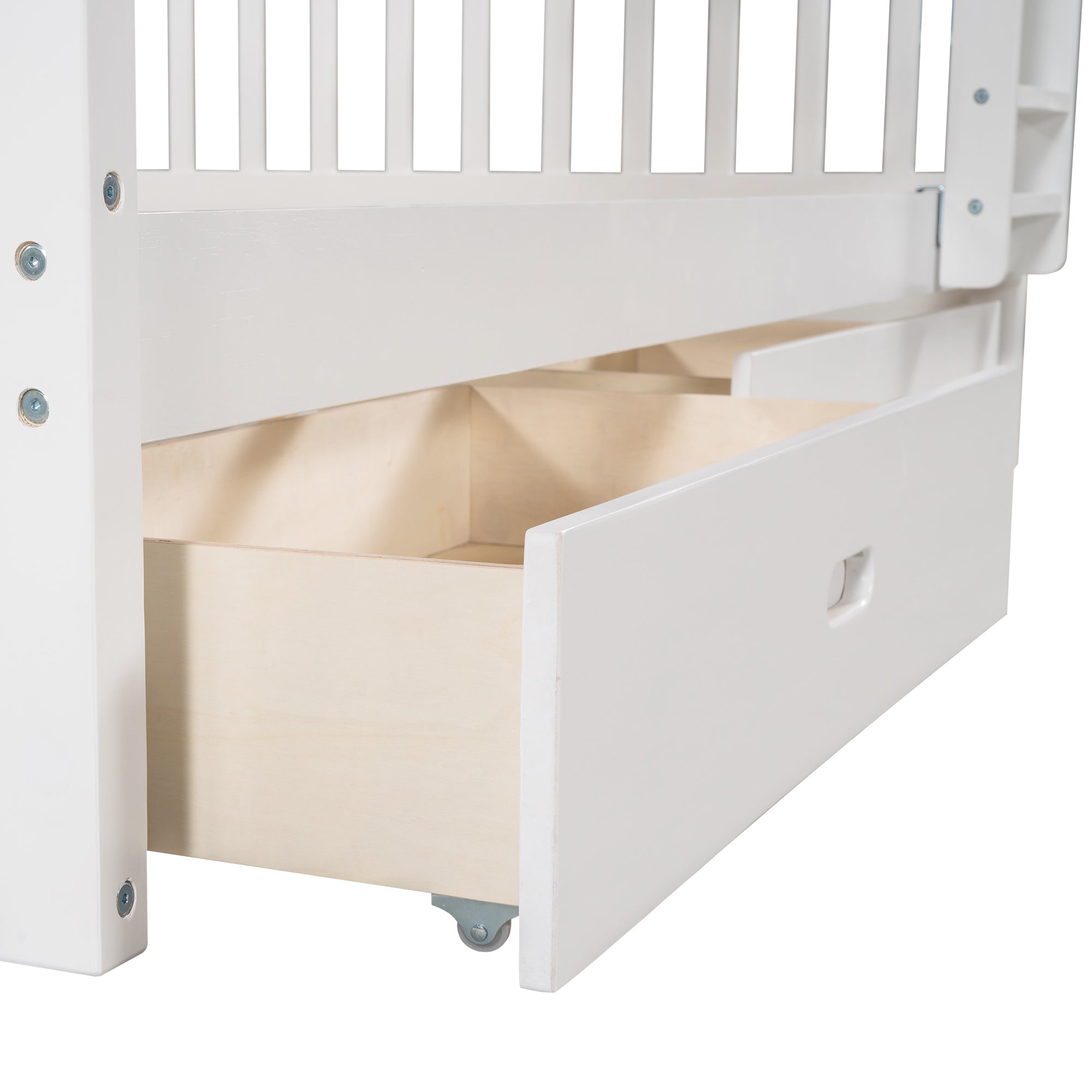 Full-Over-Full Bunk Bed with Ladders and Two Storage Drawers (White)(OLD SKU:LT000365AAK) - Atlantic Fine Furniture Melbourne FL