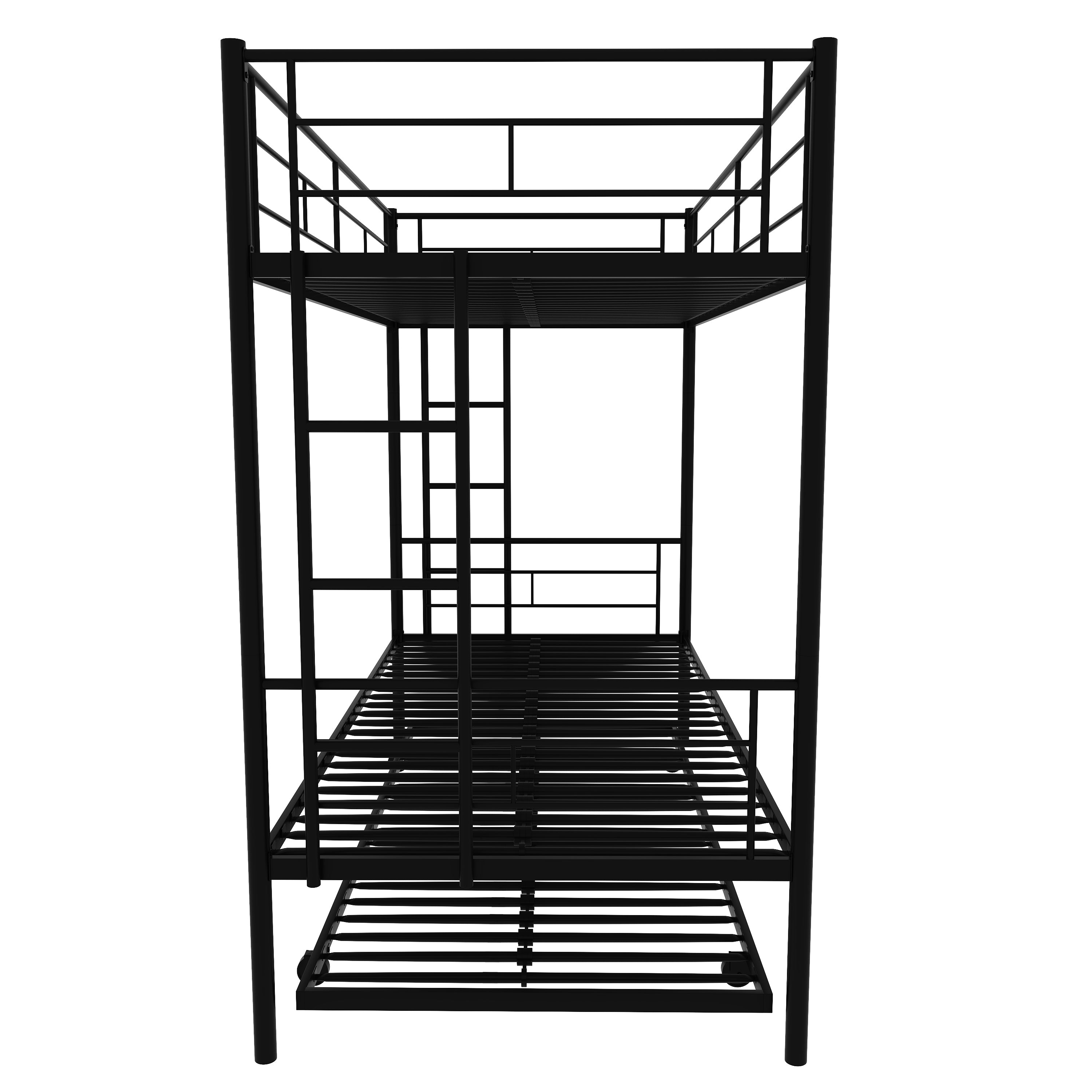 Twin Over Twin Metal Bunk Bed Frame with Trundle(Upgrade reinforcement version) - Atlantic Fine Furniture Melbourne FL