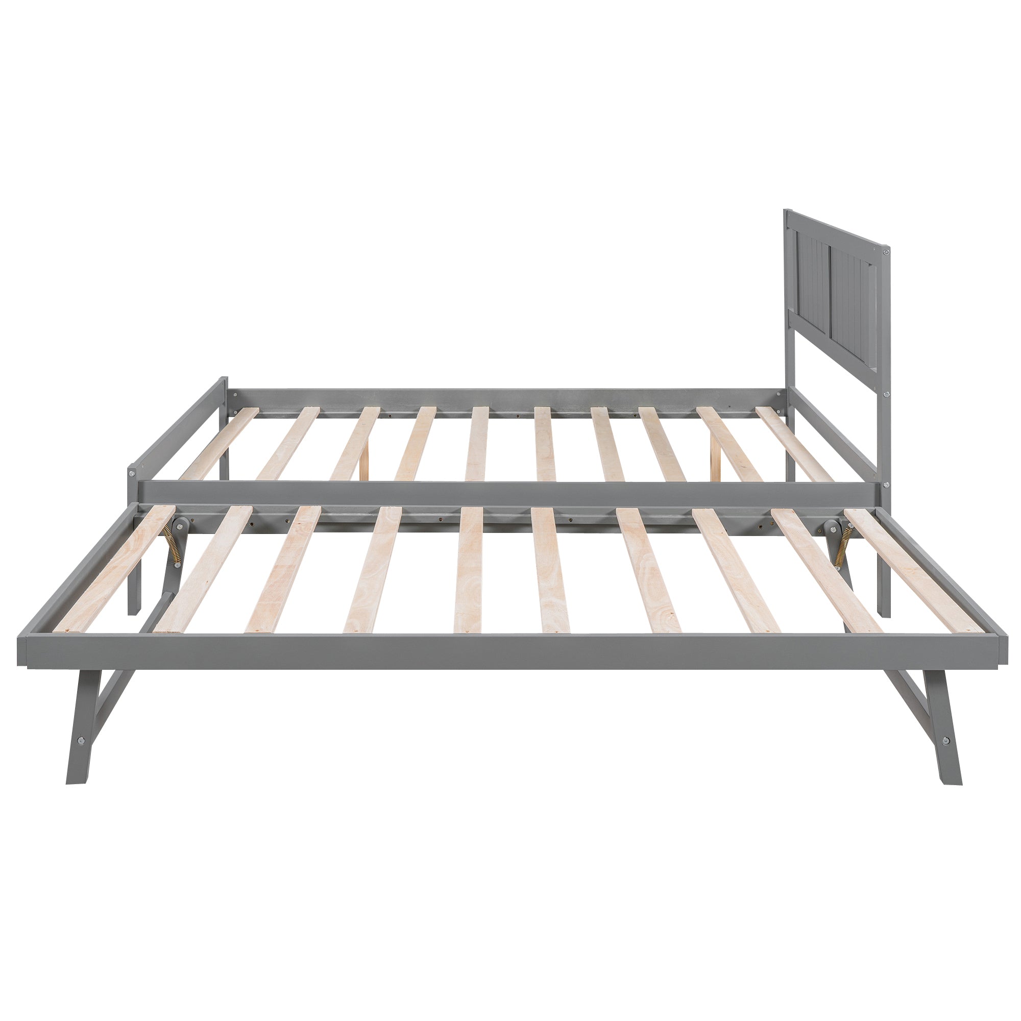 Full Size Platform Bed with Adjustable Trundle,Gray(Old SKU:SM000248AAE)