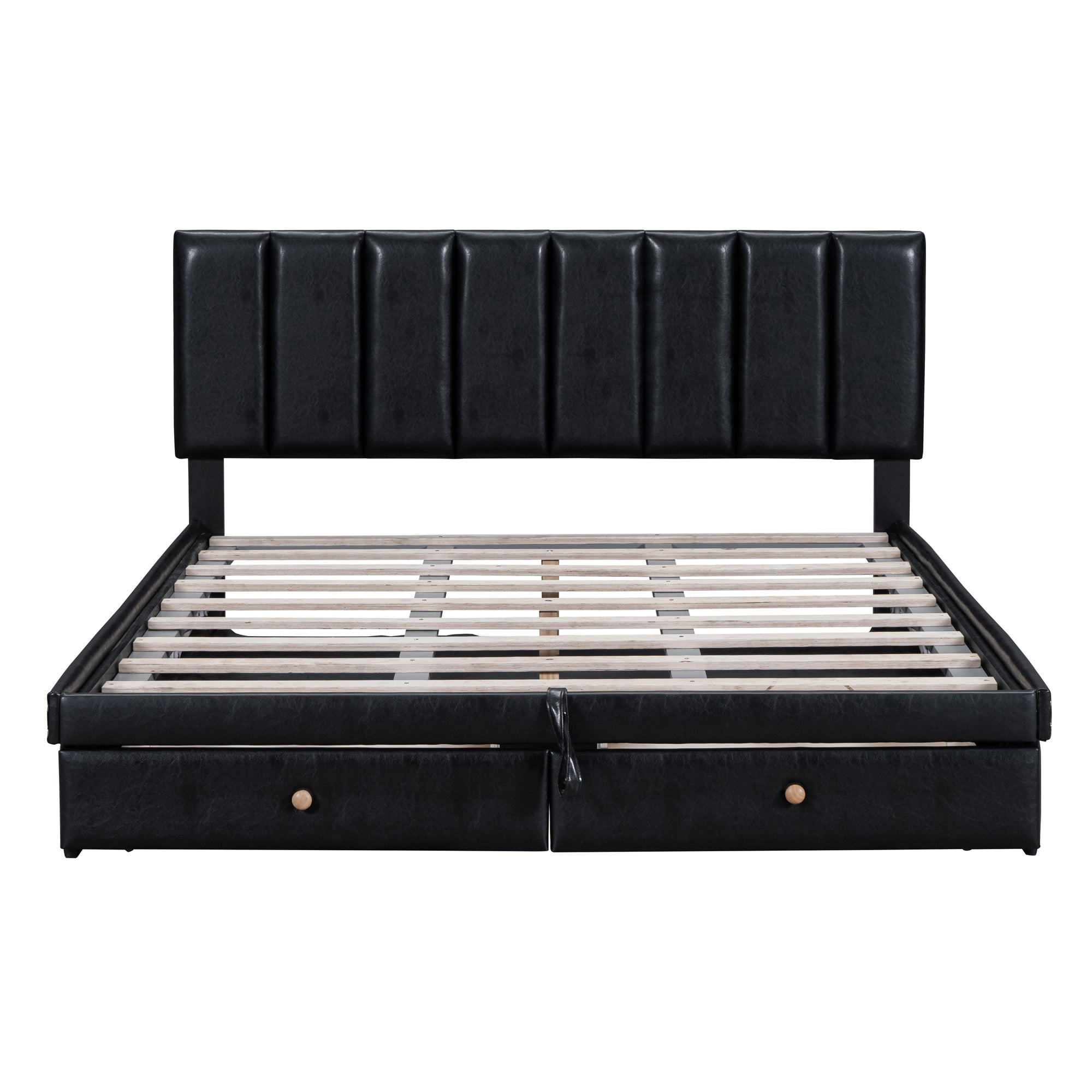 Queen Size Upholstered Bed with Hydraulic Storage System and Drawer, Black - Atlantic Fine Furniture Melbourne FL