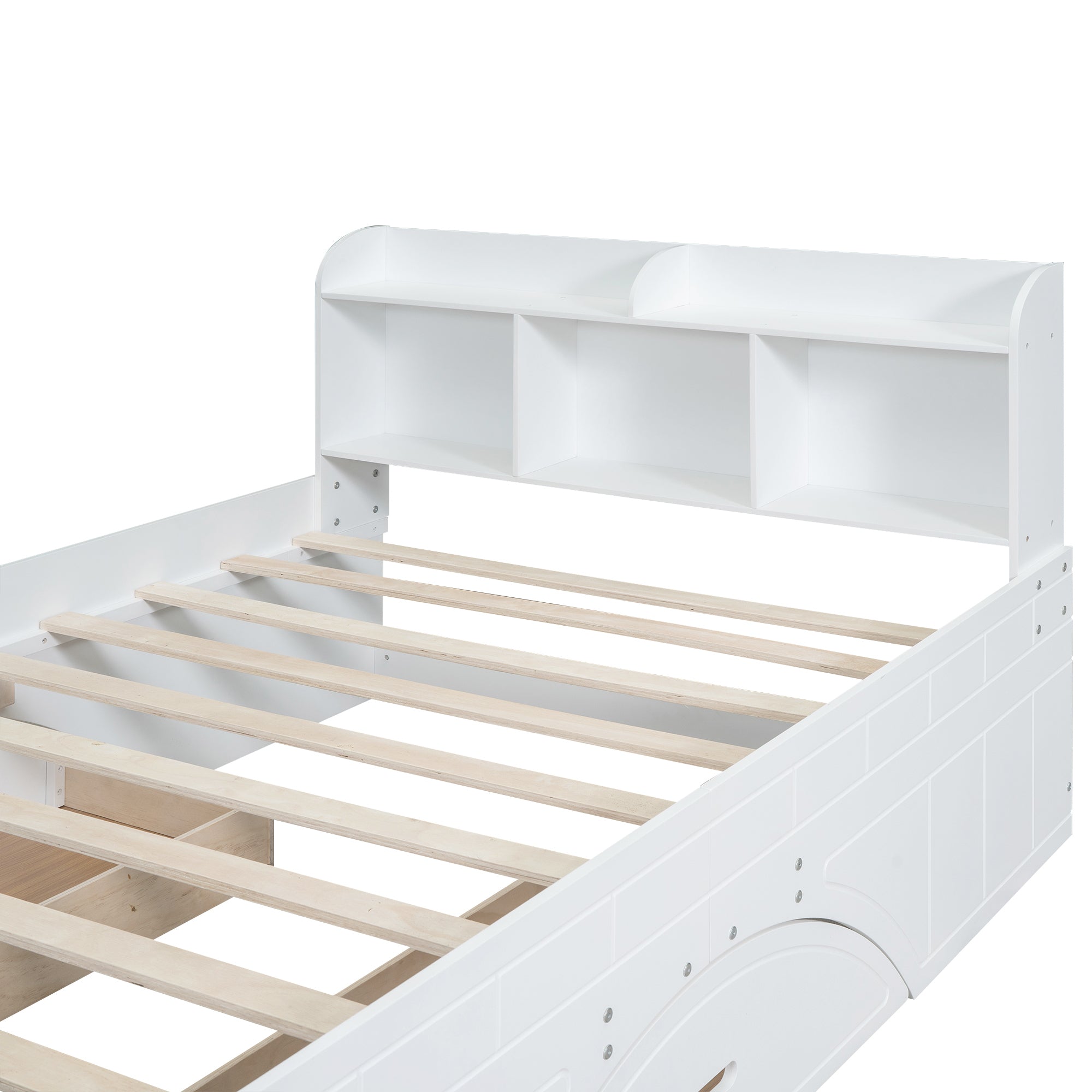 Wood Full Size Platform Bed with 2 Drawers, Storage Headboard and Footboard, White - Atlantic Fine Furniture Melbourne FL