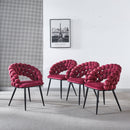 Modern Chair With Golden Color Iron Tube Legs, Soft Cushions And Comfortable Backrest, Suitable For Dining Room, Living Room, Cafe, Hairball Back
