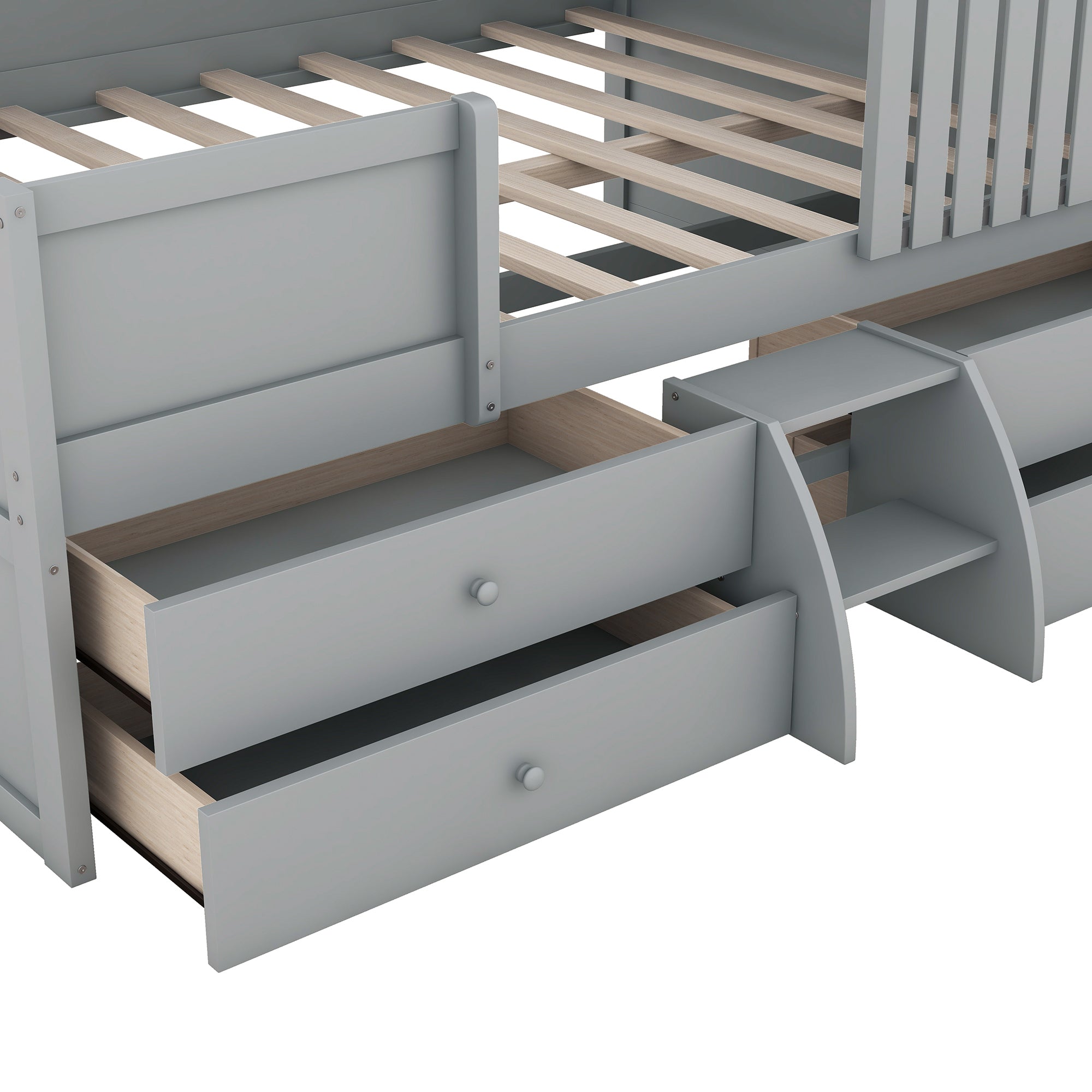 Full Size House Low Loft Bed with Four Drawers,Gray - Atlantic Fine Furniture Melbourne FL