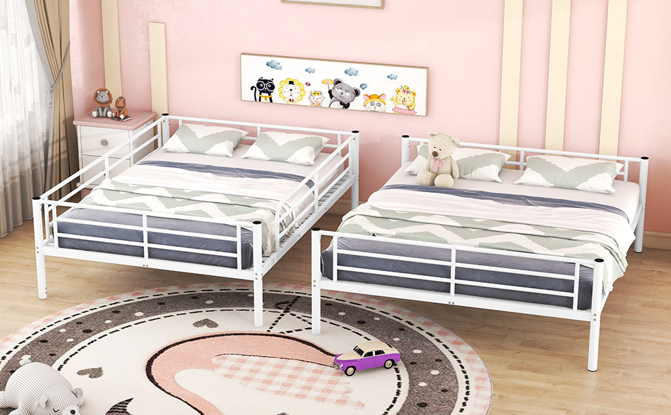 Full XL Over Queen Metal Bunk Bed, White - Atlantic Fine Furniture Melbourne FL