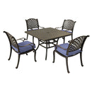 Square 4 Person 43.19" Long Aluminum Dining Set With Cushions