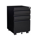 Contemporary Black 3 Drawer Mobile Filing Cabinet With Lock, Metal Office Storage For Legal / Letter Size