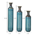 Modern Droplet Shaped Floor Vase Set, Glazed Metal Decorative Vases 3 Piece Home Decor - Aqua Blue