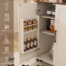 Kitchen Island Cart With Foldable Tabletop & Drop Leaf Mobile Breakfast Bar With Wood Top And Storage - White / Walnut