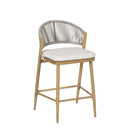 Outdoor 26" Counter Height Metal Frame Counter Stools With Scallop Shaped Backrest & Water Resistant Cushions