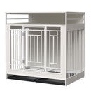 Wooden Dog Crate Furniture With Divider And Storage - White