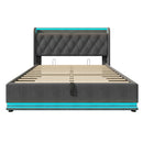 Upholstered Bed, 360 Surround LED Function, Remote Control, Hydraulic Storage Bed With USB, Type-C Charging (Without Mattress)