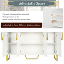 Modern Sideboard With Four Doors, Metal Handles & Legs And Adjustable Shelves Kitchen Cabinet