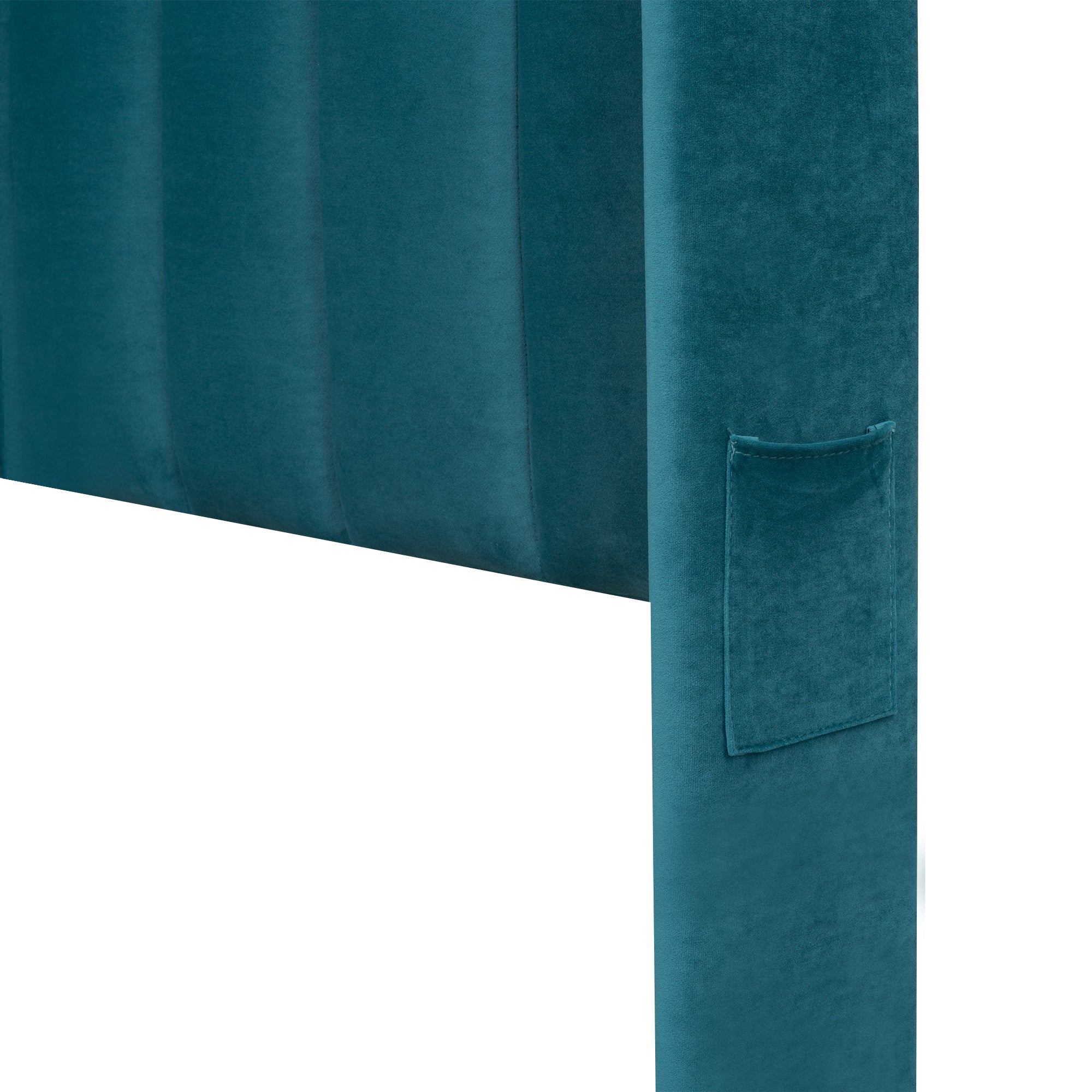 Queen Size Storage Bed Velvet Upholstered Platform Bed with a Big Drawer - Blue - Atlantic Fine Furniture Melbourne FL