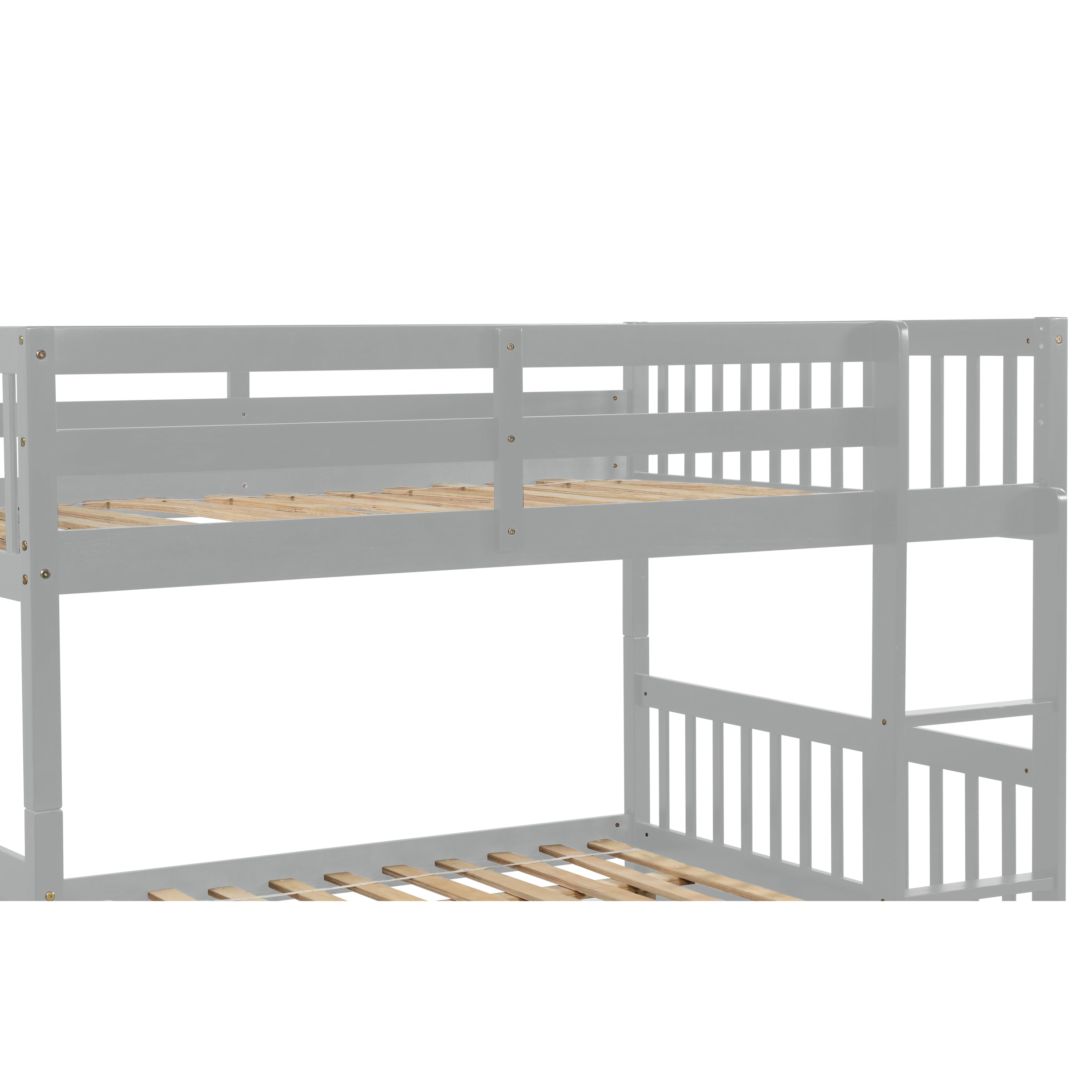 Full Over Full Bunk Bed with Trundle, Convertible to 2 Full Size Platform Bed, Full Size Bunk Bed with Ladder and Safety Rails for Kids, Teens, Adults,Grey (Old Sku:W504S00003)