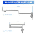 Wall Mount Pot Filler Faucet Folding Stretchable Kitchen Sink Faucet With 2 Handles - Brushed Nickel