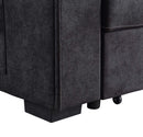 Toby - Woven Fabric Reversible Sleeper Sectional Sofa With Storage Chaise Cup Holder Charging Ports And Pockets