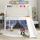 Jack - House Loft Bed With Slide And Curtain Set