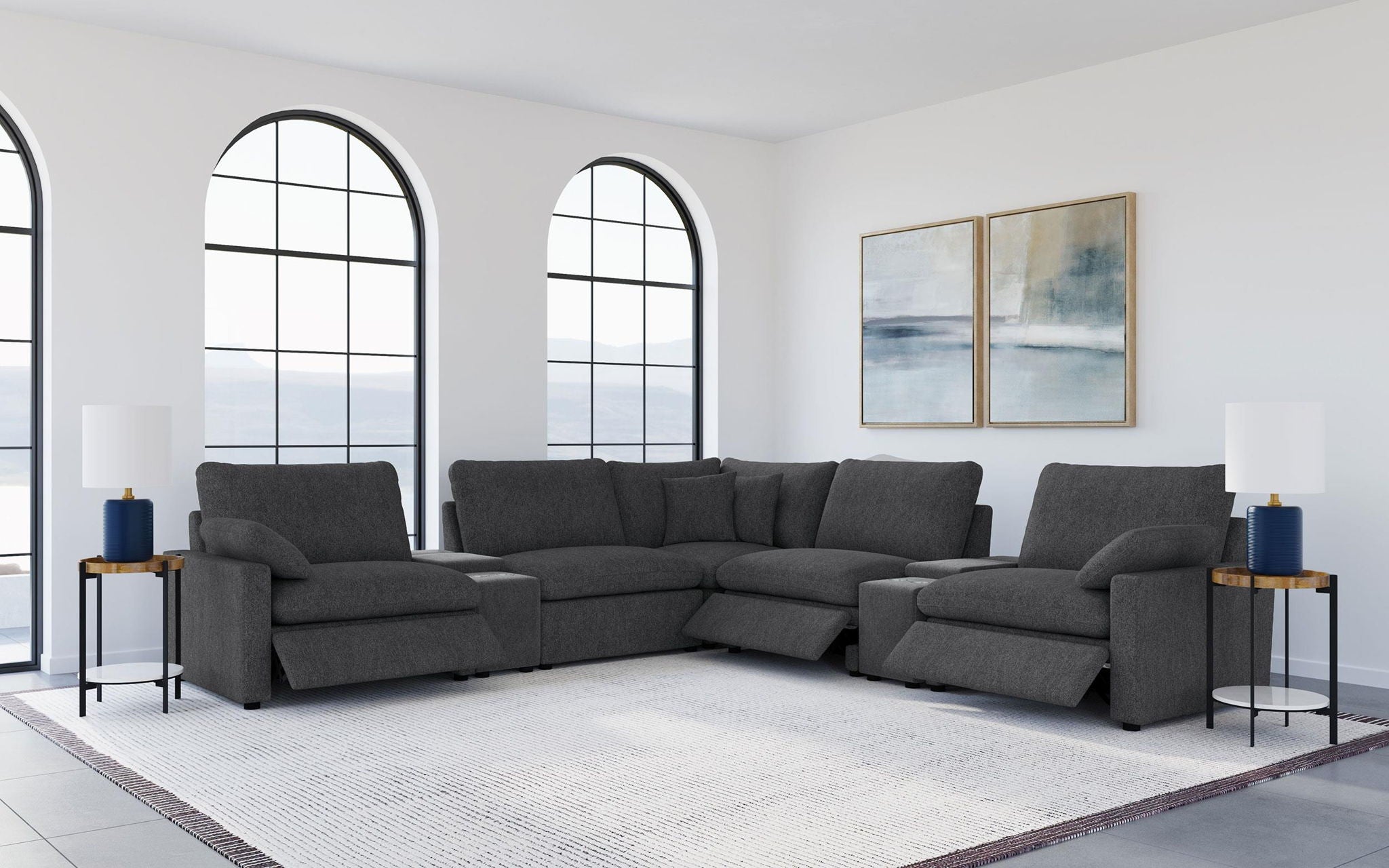 Collins 7-piece Modular Power Reclining Sectional Dark Grey