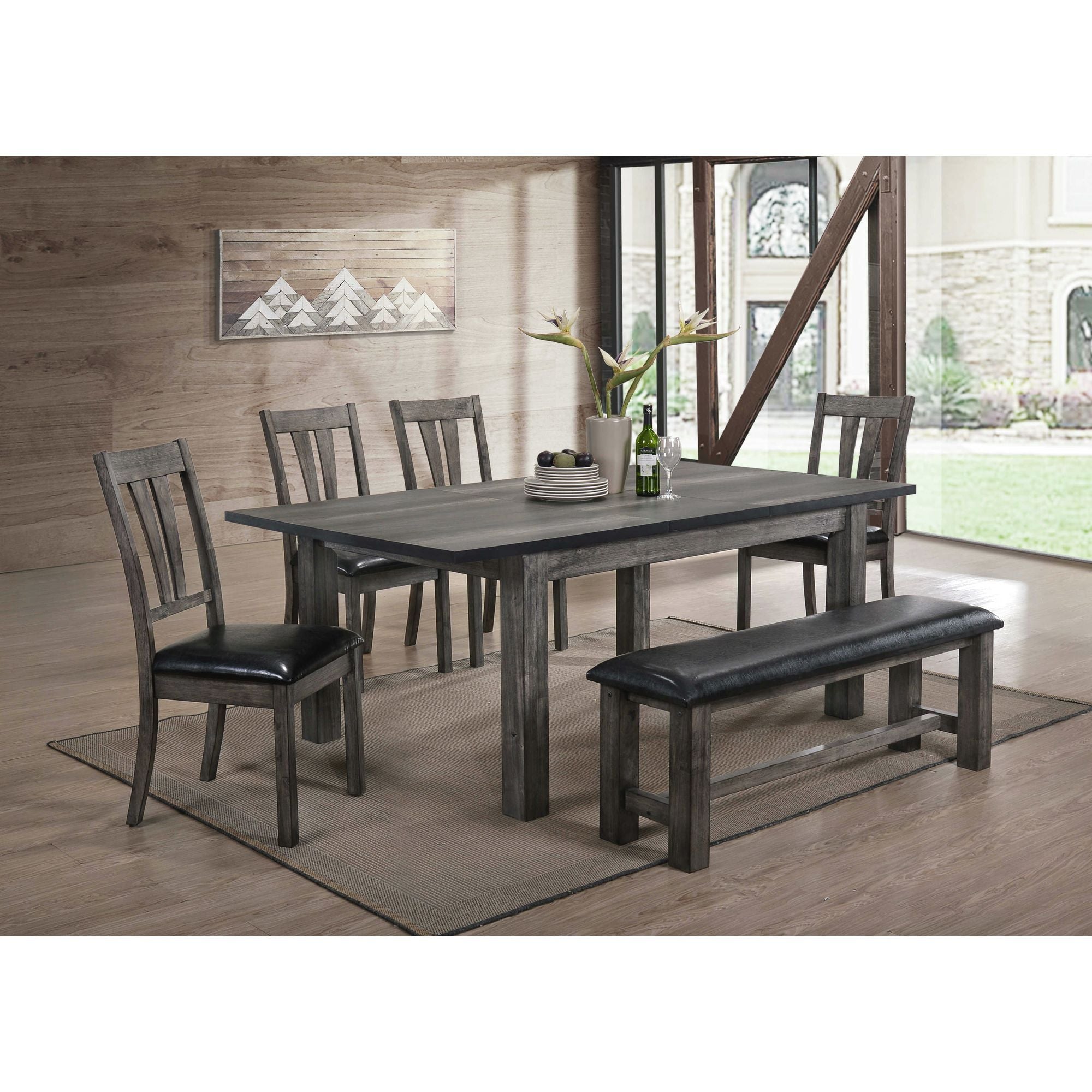 Nathan Dining With Padded Seats Set in Dark Gray by Elements International, view 2