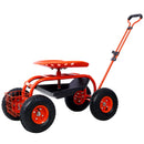 Rolling Garden Scooter Cart Seat With Wheels, 360 Swivel, Tool Tray