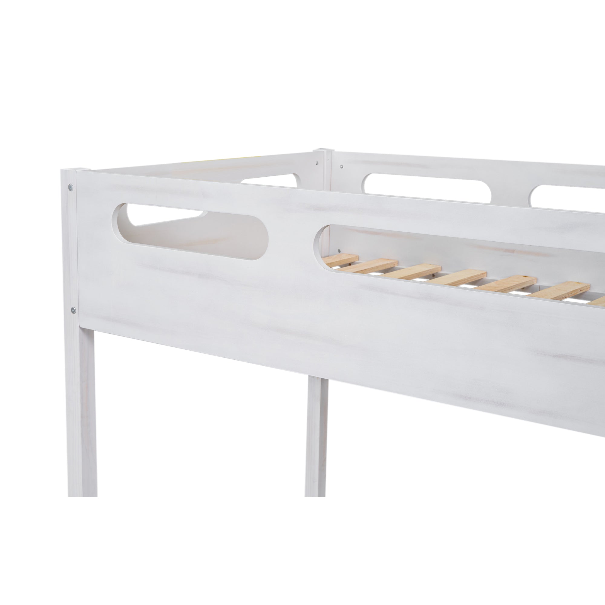Twin over Full Bunk Bed with Built-in Ladder,White - Atlantic Fine Furniture Melbourne FL