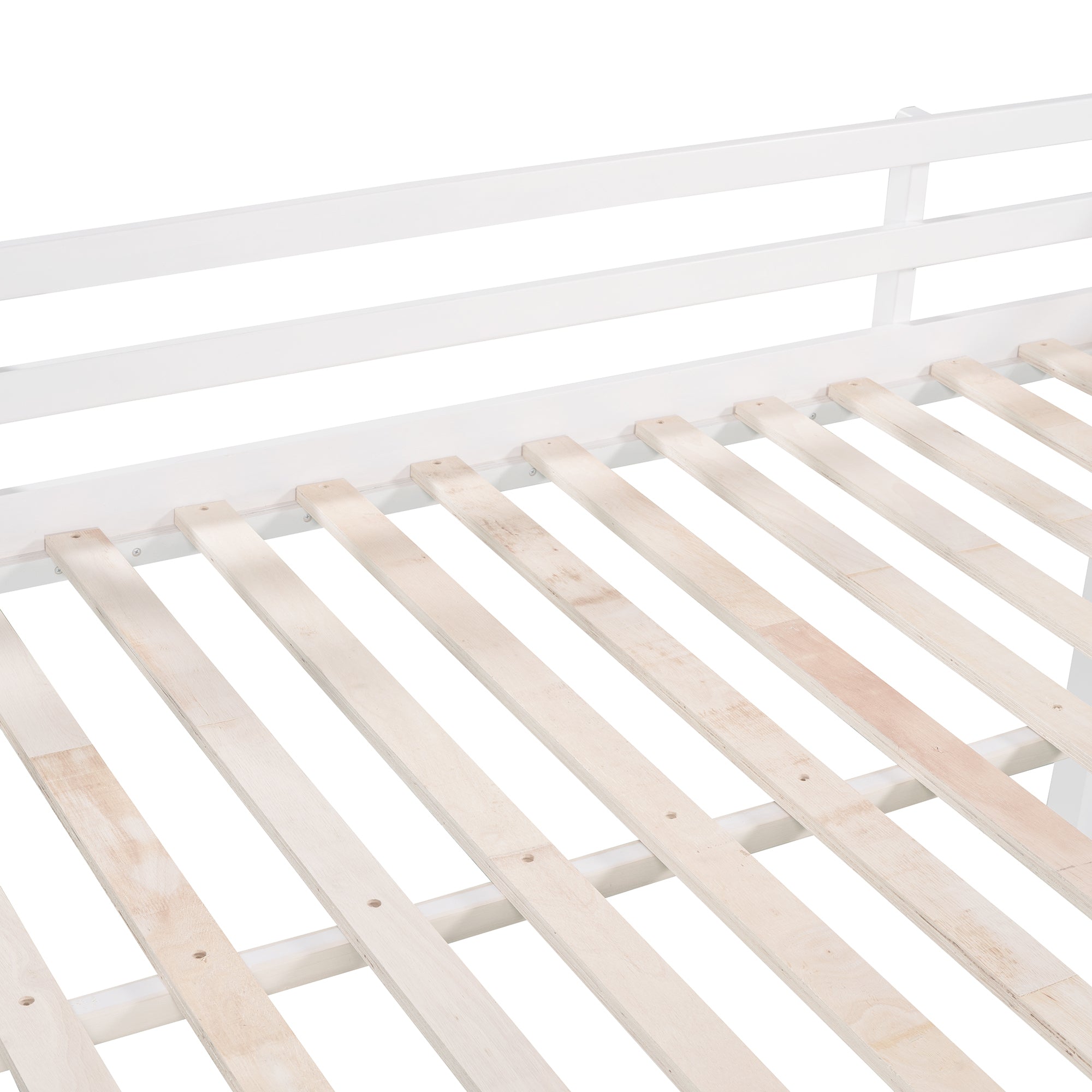 Full size Loft Bed Wood Bed with Slide, Stair and Chalkboard,White(Old SKU:WF282116AAK) - Atlantic Fine Furniture Melbourne FL