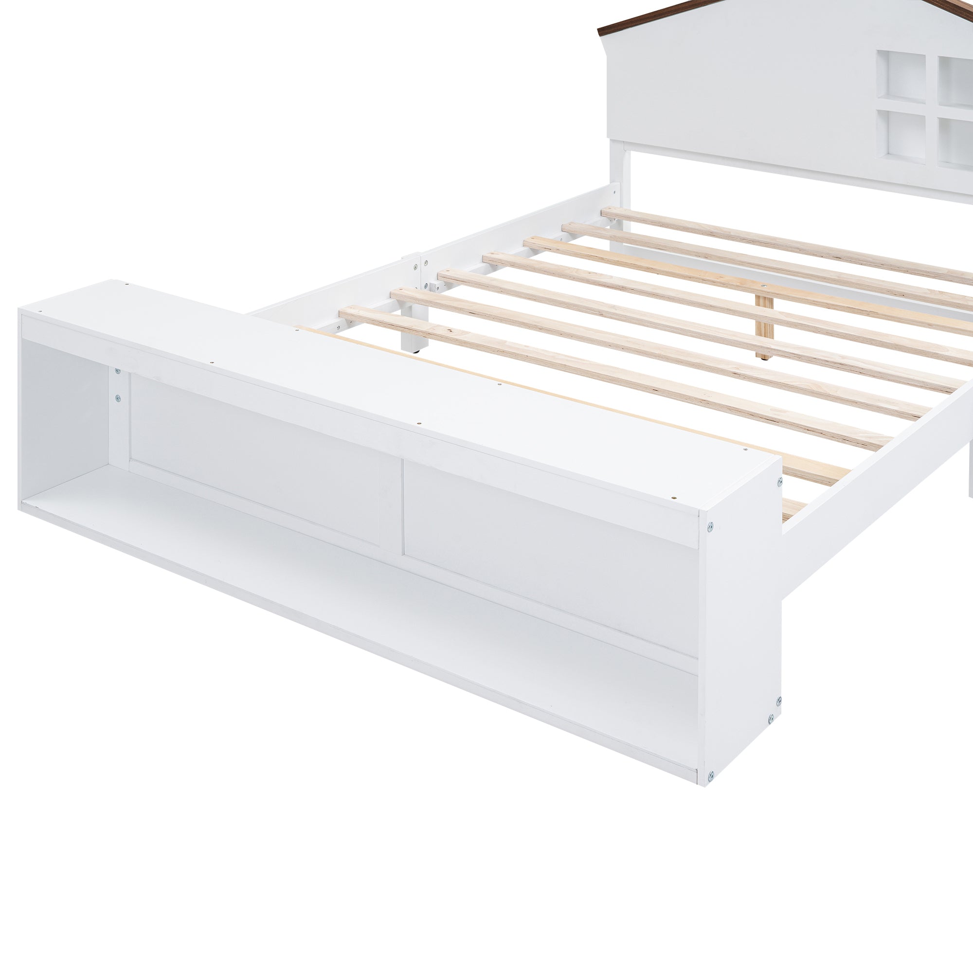 Full Size House Platform Bed with LED Lights and Storage, White - Atlantic Fine Furniture Melbourne FL