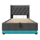 Upholstered Bed, 360 Surround LED Function, Remote Control, Hydraulic Storage Bed With USB, Type-C Charging (Without Mattress)
