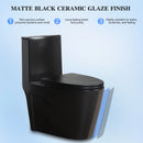 1.1 / 1.60 Gpf Dual Flush 1 Piece Toilet, Water Saving Elongated Comfort Height Floor Mounted, Soft Close Seat, 1000 Gram Map Flushing Score Toilet - Matte Black