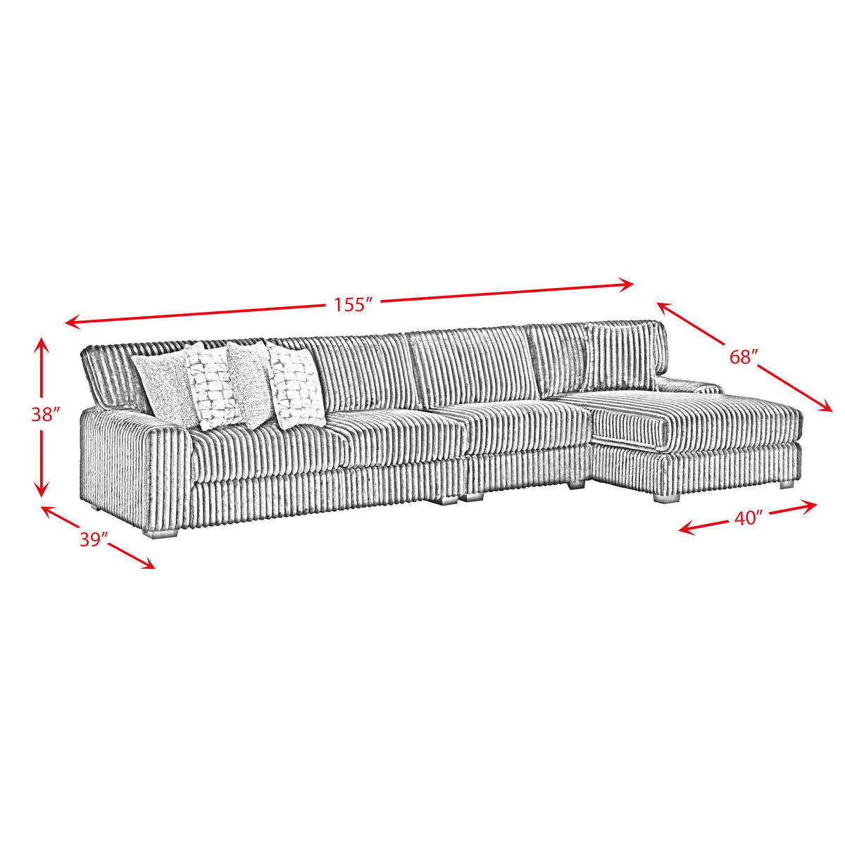 Nightfall Sectional Set With 1 Pillow in Black by Elements International, view 5