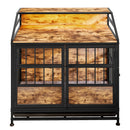 Multi Function Dog Crates With Storage, Double Doors, Indoor Dog Crate - Black Brown