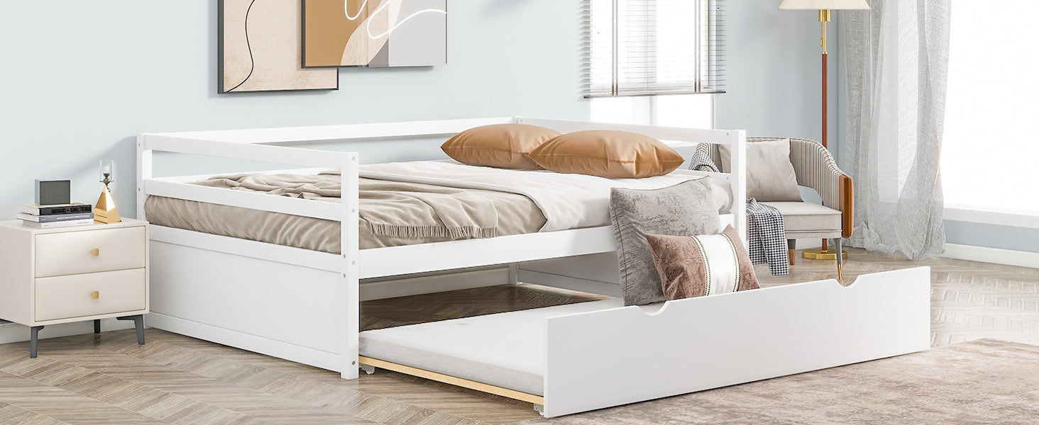 Twin Size Wood Daybed with Twin Size Trundle, White - Atlantic Fine Furniture Melbourne FL