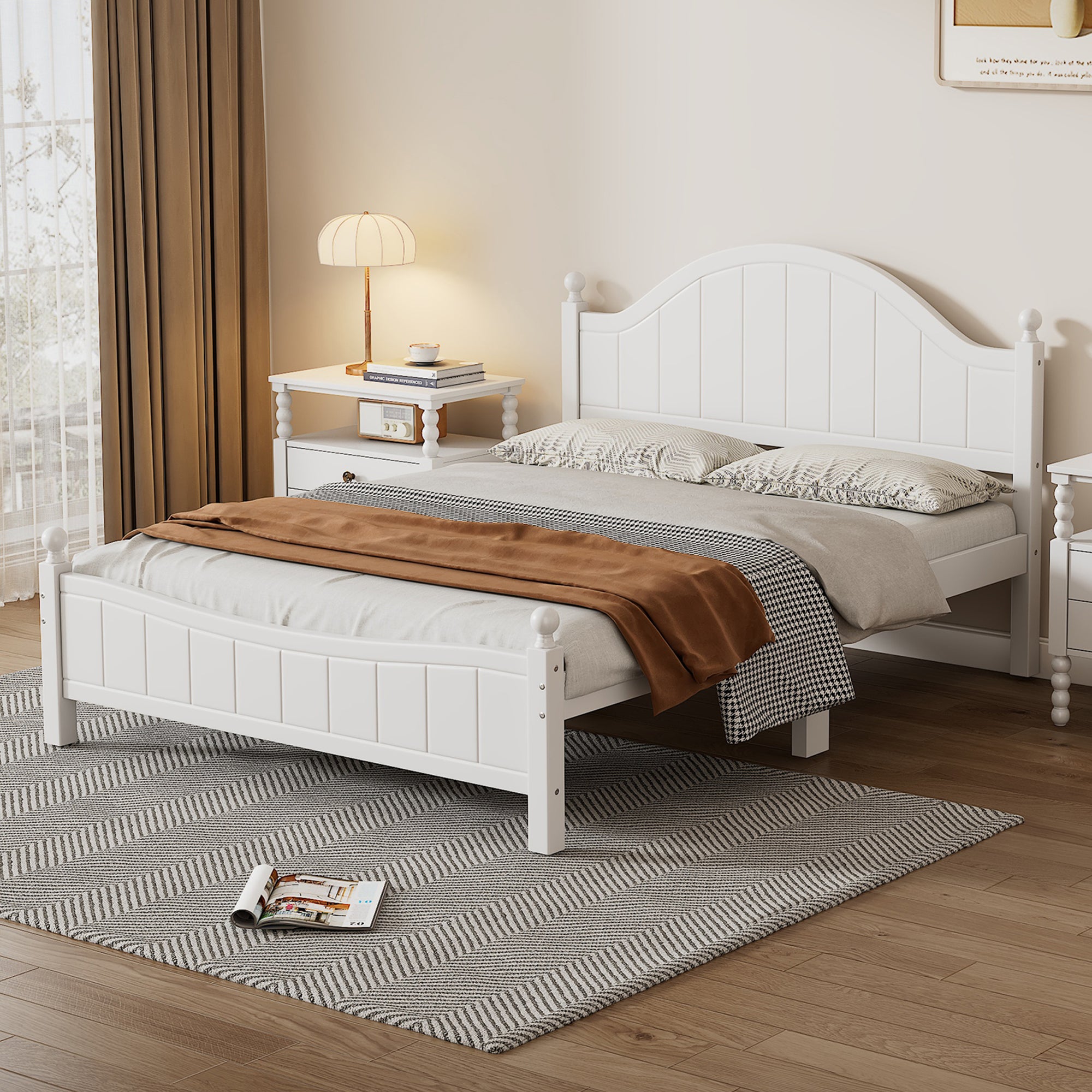 Traditional Concise Style White Solid Wood Platform Bed, No Need Box Spring, Full(Old SKU:WF295732AAA) - Atlantic Fine Furniture Melbourne FL