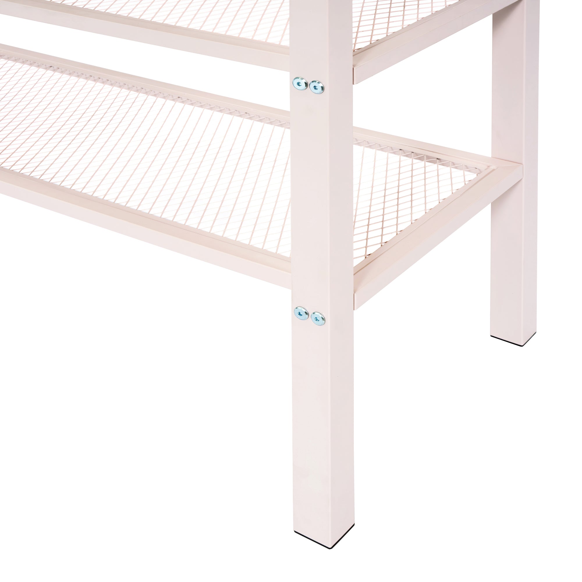 Full Size Metal Loft Bed with 4-Tier Shelves and Storage, Pink - Atlantic Fine Furniture Melbourne FL