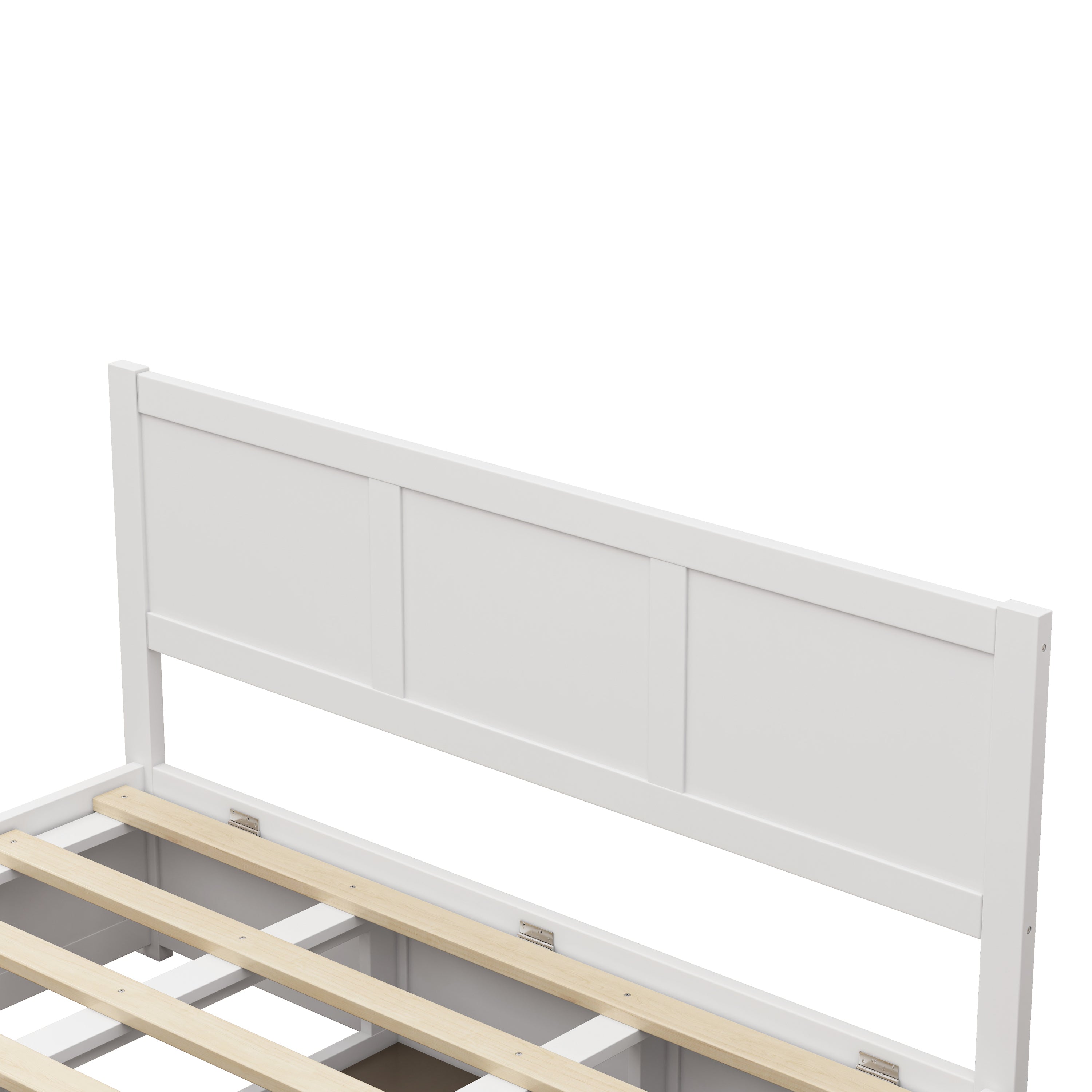Luxury Queen Size Wood Platform Bed with Hydraulic Storage System and 2 Drawers,Streamlined Headboard & Footboard, White