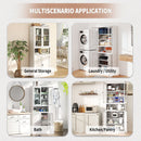 Metal Kitchen Pantry Cabinet Tall Storage With Adjustable Shelves, Heavy Duty Stainless Steel Frame - White