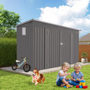 Outdoor Storage Shed 4 X 9 Ft With Sloping Roof And Vents For Garden And Patio - Gray