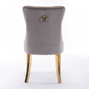Nikki - Modern, High-End Tufted Solid Wood Contemporary Velvet Upholstered Dining Chair With Golden Stainless Steel Plating Legs, Nailhead Trim (Set of 2)