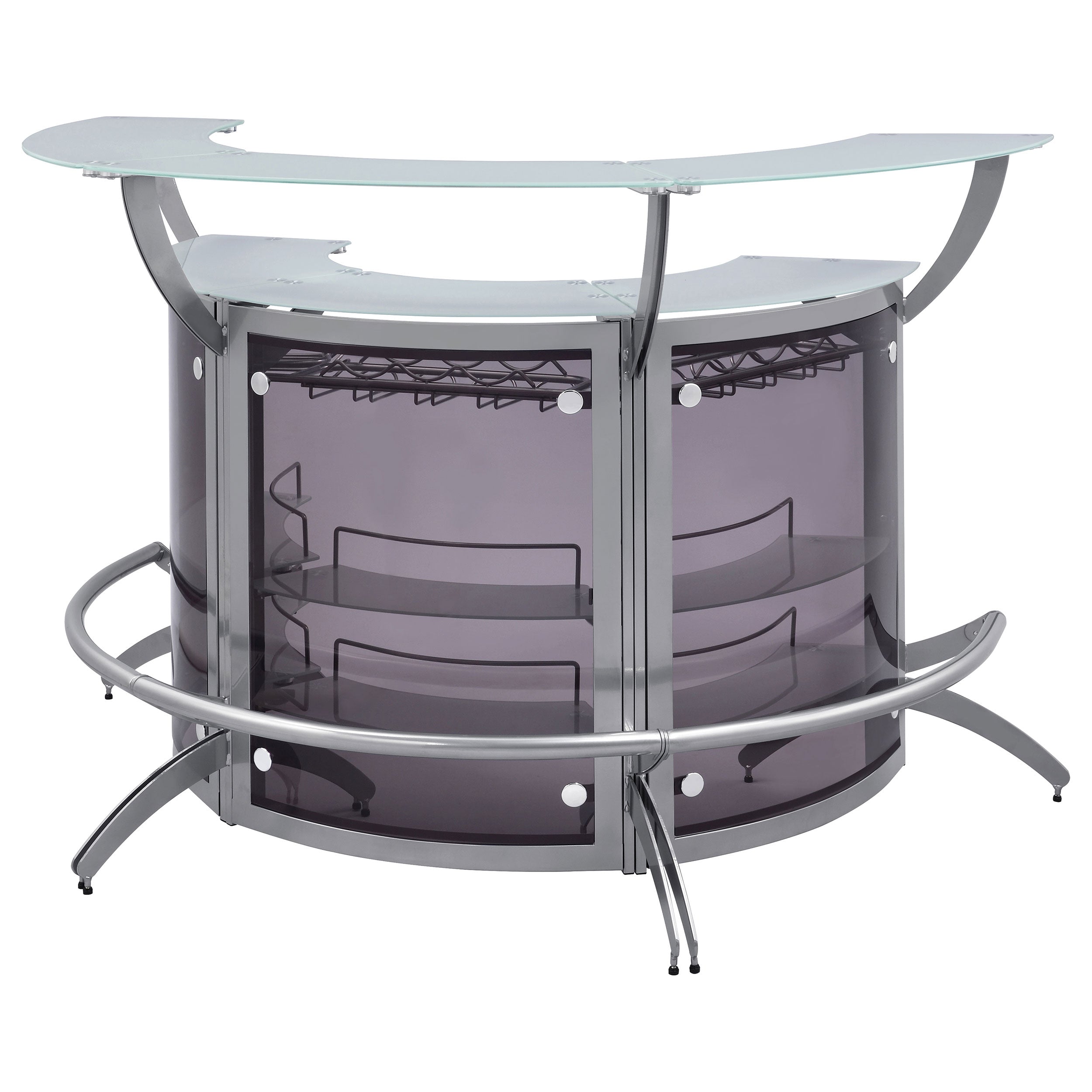 Dallas 3-piece Curved Freestanding Home Bar Cabinet Silver — view 5