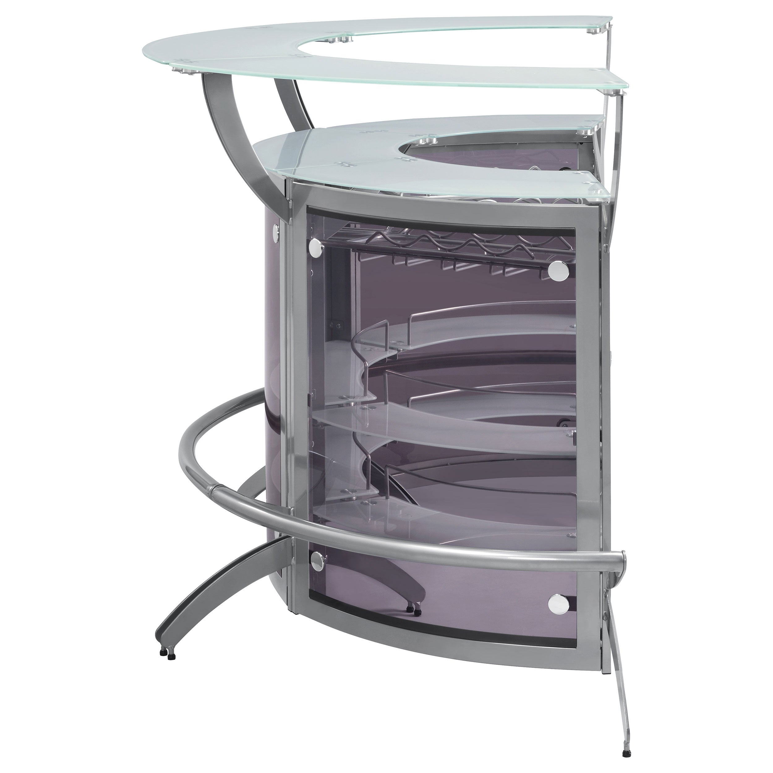 Dallas 3-piece Curved Freestanding Home Bar Cabinet Silver — view 6