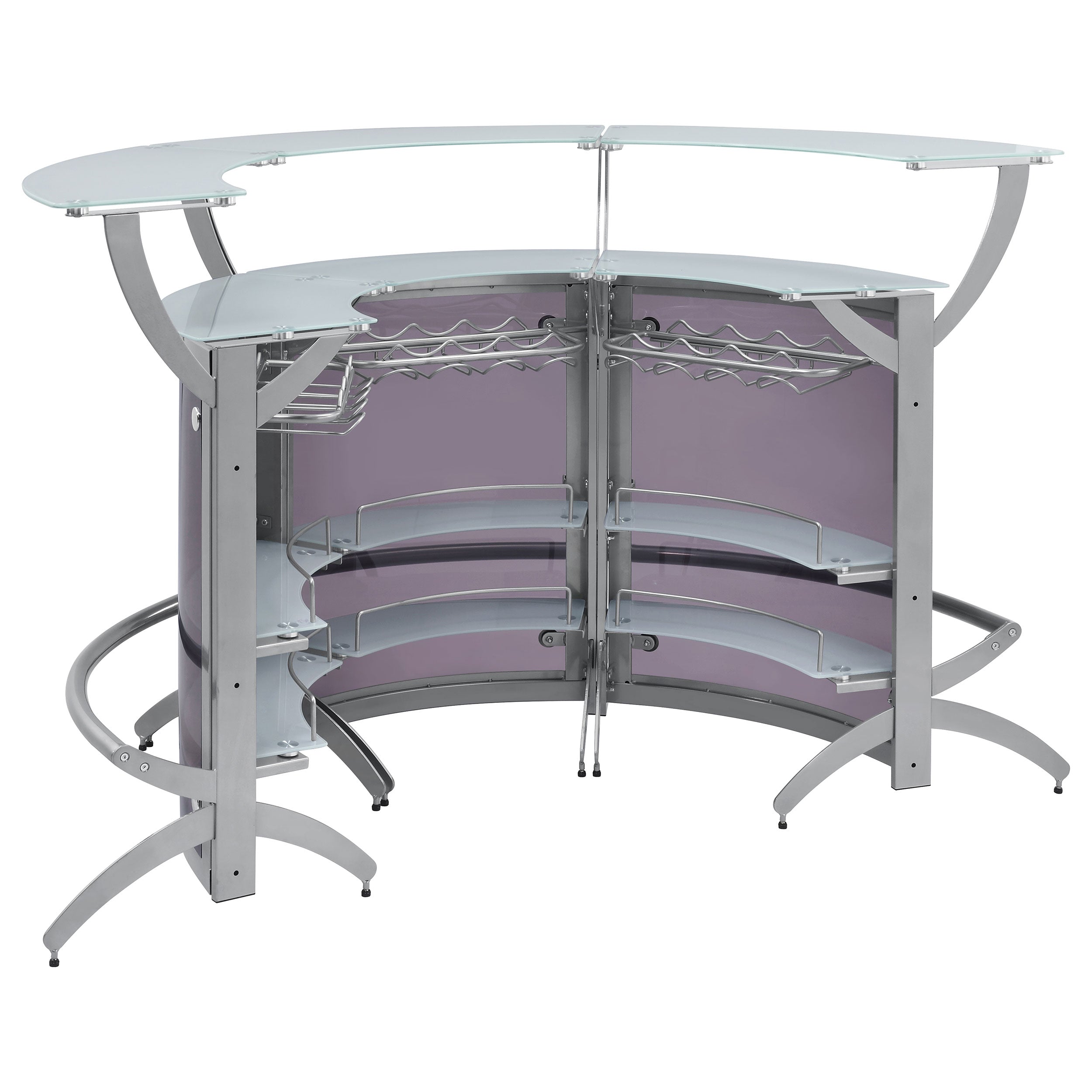 Dallas 3-piece Curved Freestanding Home Bar Cabinet Silver — view 7