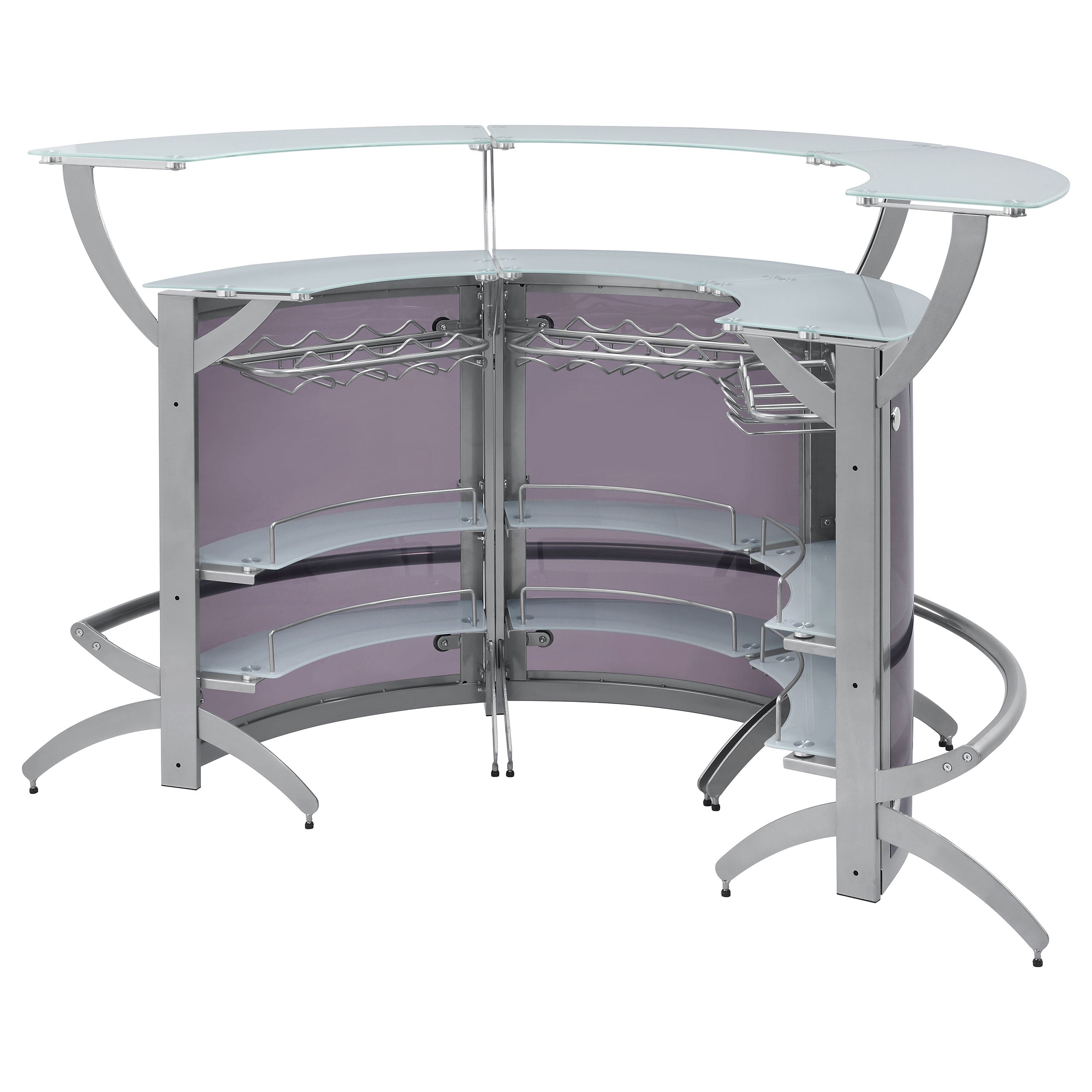 Dallas 3-piece Curved Freestanding Home Bar Cabinet Silver — view 9