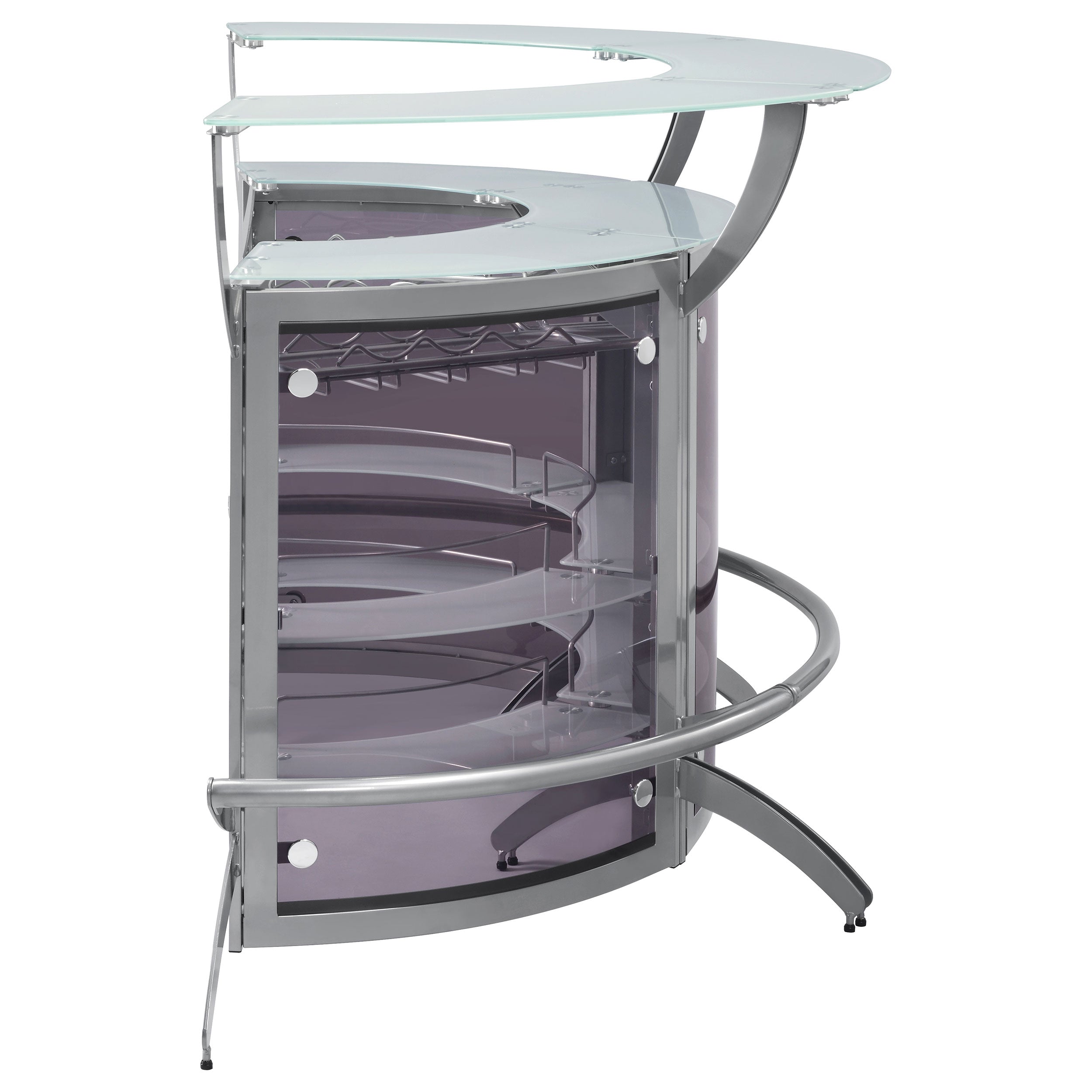 Dallas 3-piece Curved Freestanding Home Bar Cabinet Silver — view 10